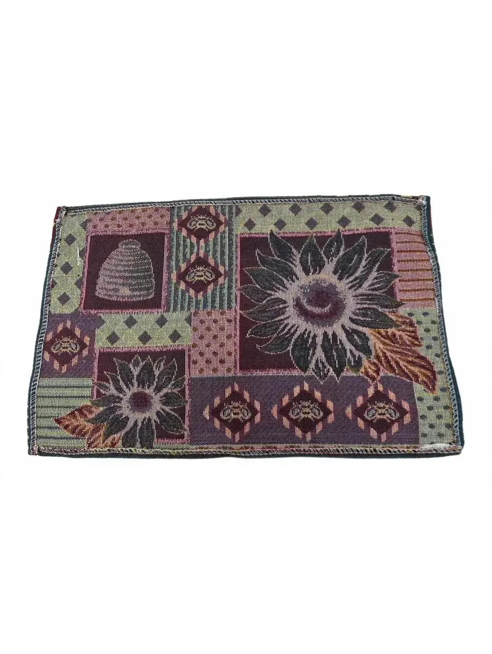 Vintage Sunflower Bee Tapestry Placemats Set of 4 Cottage Farmhouse